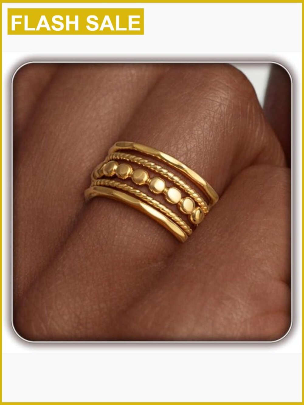 Dainty Stacking Rings Set 5 Pcs Gold Plated Non Tarnish Midi Pinky Ring Size